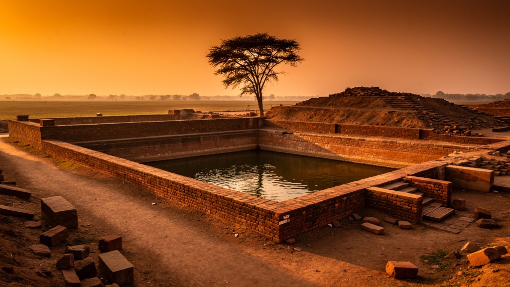 Lothal's brick ruins at golden hour