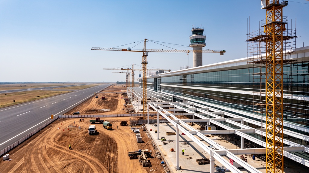 Dholera International Airport terminal under construction