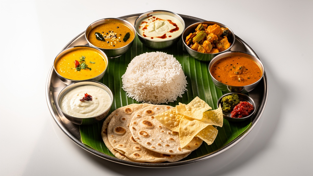 A traditional Gujarati thali spread